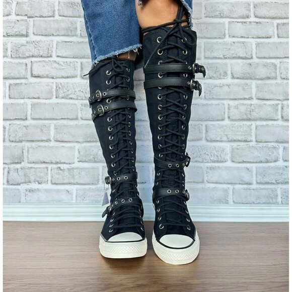 ⭐Converse Chuck Taylor XXHi Leather Straps 7.5 Mens Sneakers Boots Black A16600C - Picture 4 of 9